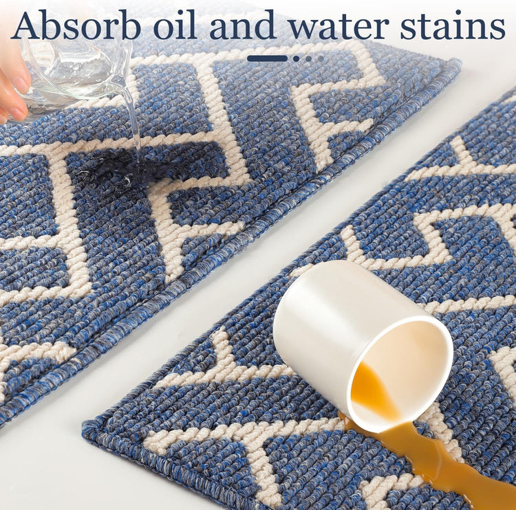 hicorfe Kitchen Rugs and Mats,Kitchen Mats for Floor,20"x31.5" Non Slip Runner Rug,Absorbent Resist Dirt Comfort Standing Mat Machine Washable for Entryway,Hallway,Front of Sink(Navy Blue)