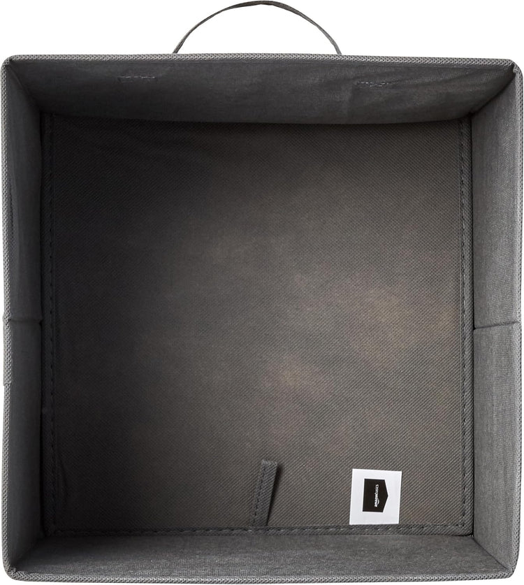 Amazon Basics Collapsible Fabric Storage Cube Bins Organizer with Handles, Sturdy, Gray, 13-x-13-x-13-inch, Pack of 6