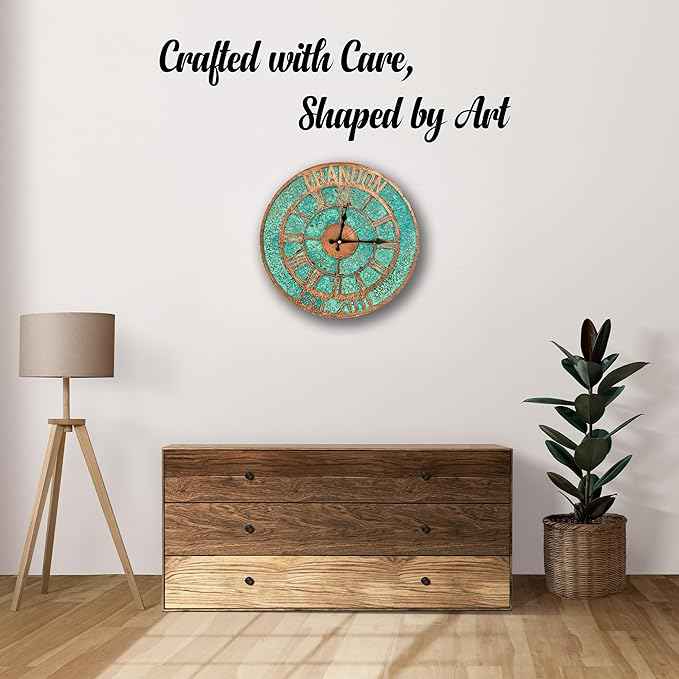 Handmade Copper Wall Clock Artisan Touch in Every Piece - Tree of Time Wall Decor Clock for Living Room, Office, Kitchen & Bedroom (Your Wall Clock, 11)