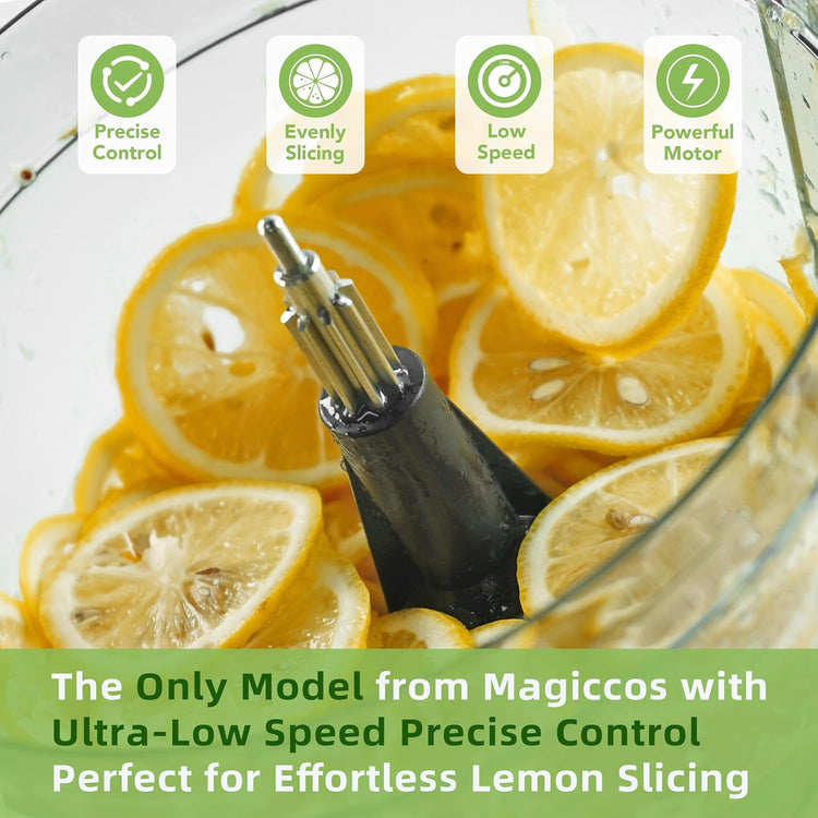 14-Cup Lemon Slicer Food-Processor - Large Feed Chute, 13 Speeds & Pulse, 3 Programs,Cheese Shredding, Cutting Fries, Meat Chopping, Shredding and Slicing, Mixing and Doughing, for Home Use