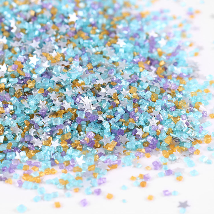 Sanding Sugar Edible Silver Glitter Stars Mix (3.5 Ounce)