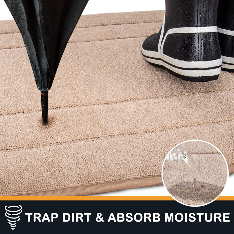 PURRUGS Dirt Trapping Door Mat 20" x 31.5", Non-Slip/Skid Machine Washable Entryway Rug, Dog Doormat, Super Absorbent Welcome Mat for Muddy Wet Shoes and Paws, Beige