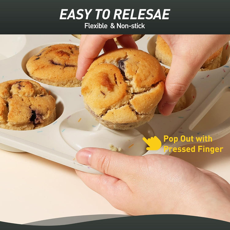 2 Packs 24 Cups Silicone Muffin Pan with Metal Reinforced Frame Mini Size Cupcake Pan Tray Egg Bites Silicone Circle Cookie Molds Muffin Tin Tart Pans Baking Sheet Set for Breakfast Sandwiches