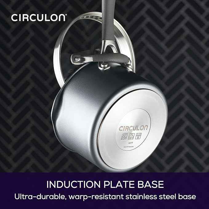 Circulon A1 Series with ScratchDefense Technology Nonstick Induction Straining Sauce Pan with Lid, 2 Quart, Graphite