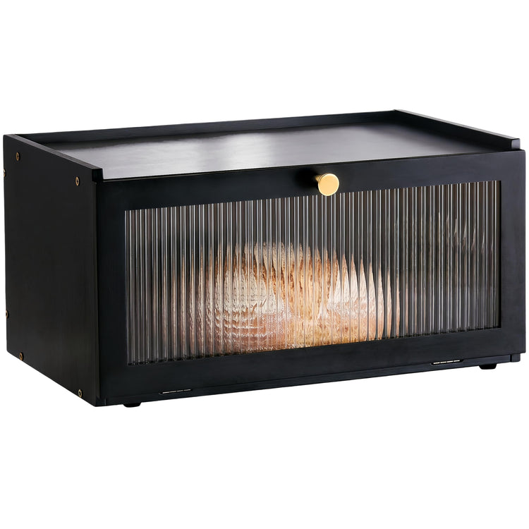 Black Bread Box for Kitchen Countertop