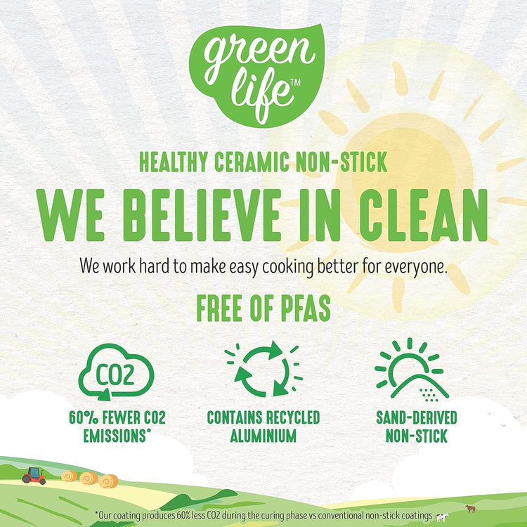 GreenLife 16 Piece Nonstick Cookware Set, Soft Grip Non-Toxic PFAS-Free Ceramic Pots & Pans, Dishwasher & Oven Safe, Frying, Sauce, Saute, Utensils, Glass Lids, Stay-Cool Handles, Wobble Free, Pink
