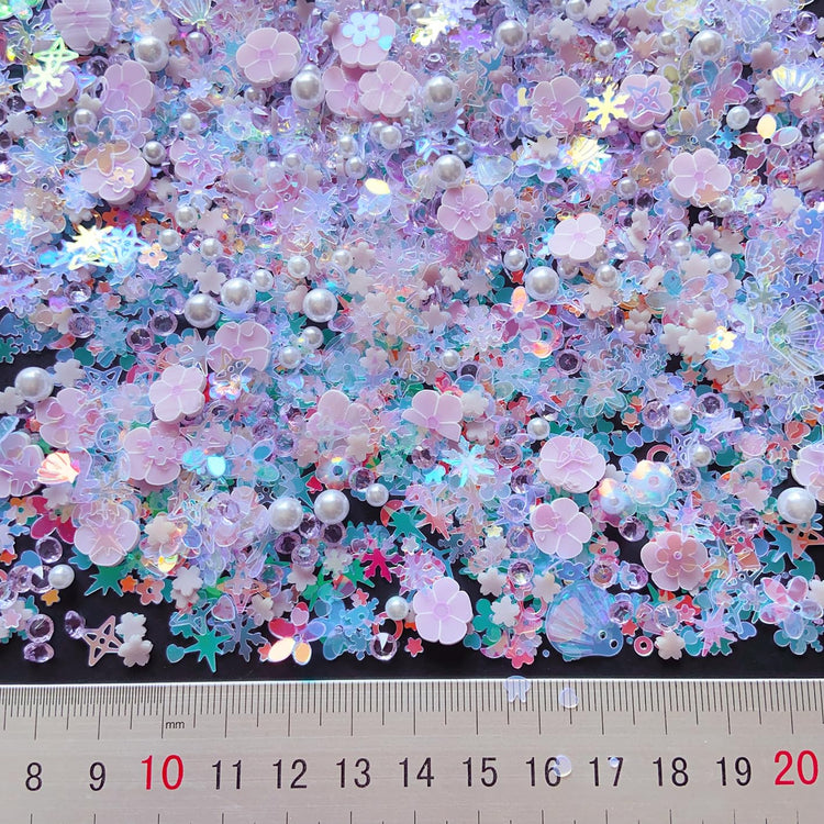 Sequins Holographic Polymer Clay Slices Nail Glitter 3D Holographic Snowflake Shell Butterfly Plum Blossom Nail Sequins Slices Polymer Clay Nail Decals for DIY Nail Decoration