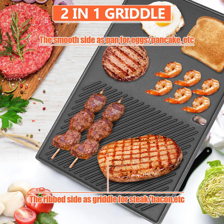 7566 Cast Iron Griddle for Weber Genesis 300 Series Grills β Compatible with Genesis E310, E320, E330, Cast Iron Reversible Griddle Plate Replacement for Weber 7524, 1 Pack