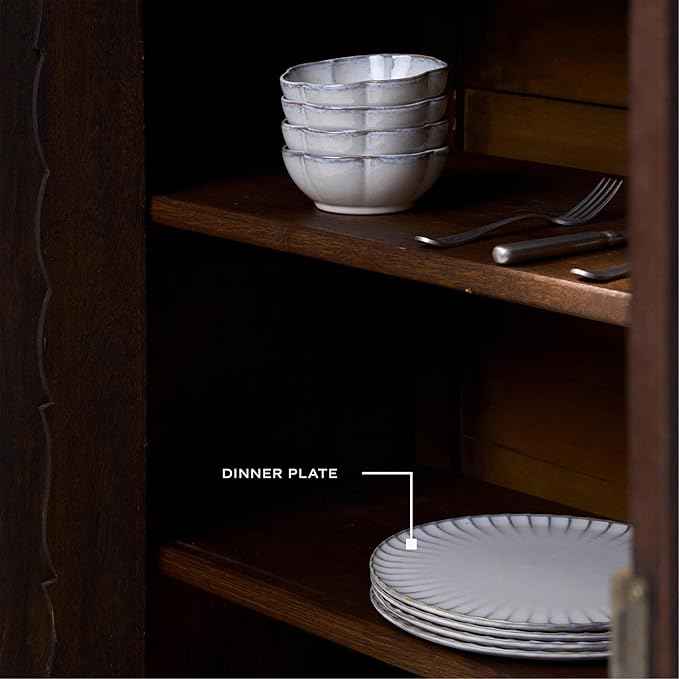 Serax White Dinner Plates | Inku Tableware by Sergio Herman | Dishes Set for 4 | Stoneware Microwave Safe Plates | Dish Set | Farmhouse Kitchen and Dinnerware Sets | Luxury, Family and Party