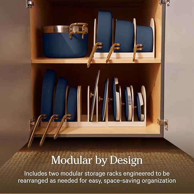 Our Place 17-Piece Essentials Complete Cookware Set - Ceramic Fry Pans, Saucepans, Sauté Pan, Stock Pot, Strainer Basket & Modular Storage | Thermakind™ Nonstick, Oven Safe up to 450°F | Blue Salt