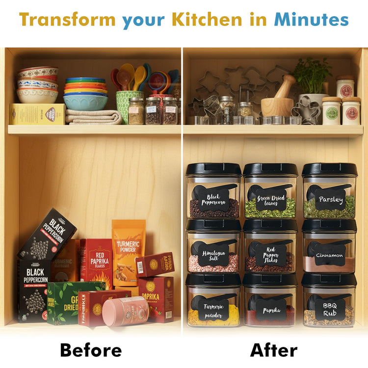 9PC (0.5L | 17oz) Airtight Pantry Storage Containers with 6 Spoons (9 Count)