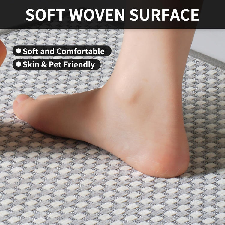 Kitchen Runner Rugs Non Slip Washable, Super Absorbent Soft Chenille Braided Kitchen Mats for Floor Rubber Backing Sink Mat Standing Floor Mat, Machine Washable Easy Clean, Gray 17"x59"