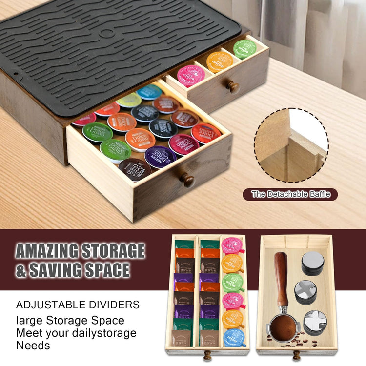 Coffee Pod Holder Storage Wooden Organizer for Countertop