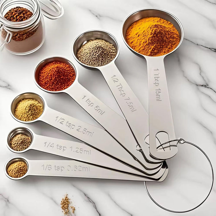 Stainless Steel Measuring Cups & Spoons Set (6 Count)