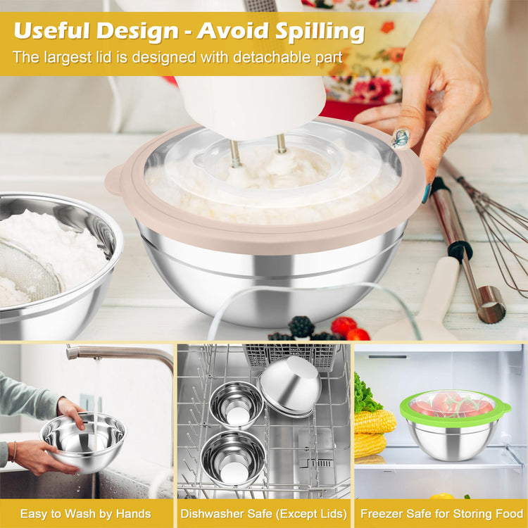 Mixing Bowls 3PCS Stainless Steel Serving Salad Bowls (3 Count)
