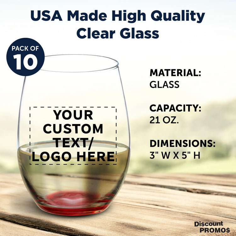 10 ARC Stemless Wine Glasses Set (10 Count)