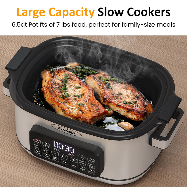 12-in-1 Programmable Slow Cooker 6.5QT with Timer & Keep Warm