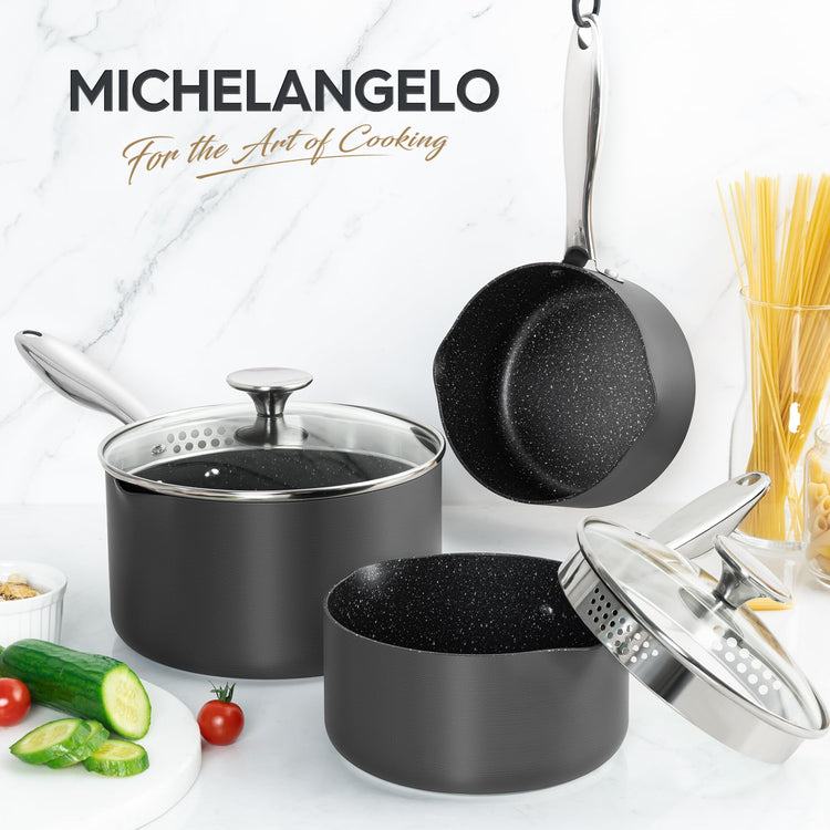Hard Anodized Saucepan Set with Lids (3 Count)