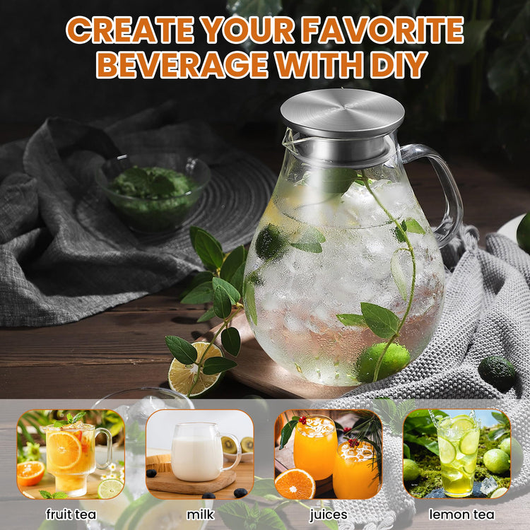 3 Litre 101oz Glass Pitcher with Lid and Spout