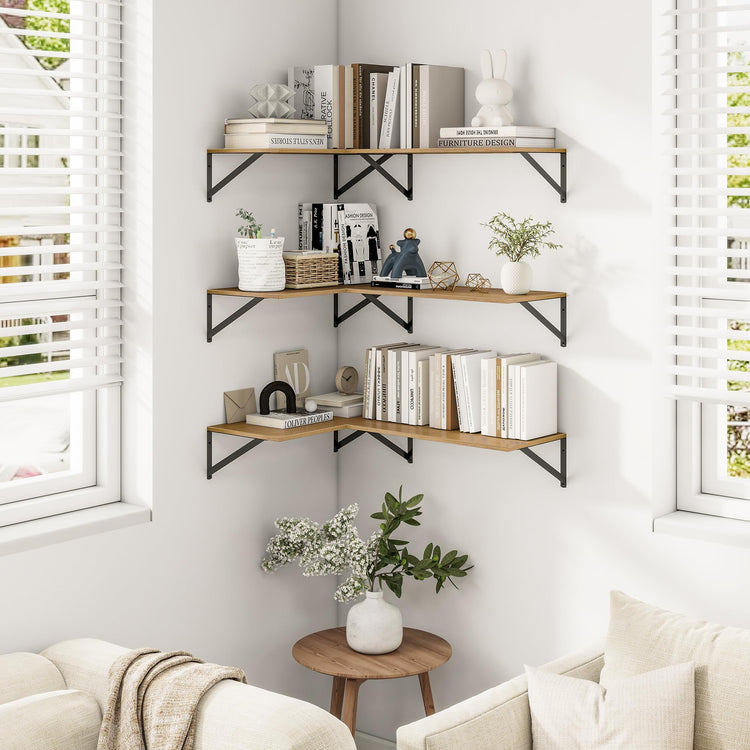 24W x 12D Deep Floating Shelves Set of 3 Oak (3 Count)