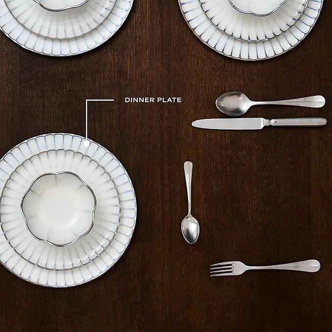 Serax White Dinner Plates | Inku Tableware by Sergio Herman | Dishes Set for 4 | Stoneware Microwave Safe Plates | Dish Set | Farmhouse Kitchen and Dinnerware Sets | Luxury, Family and Party
