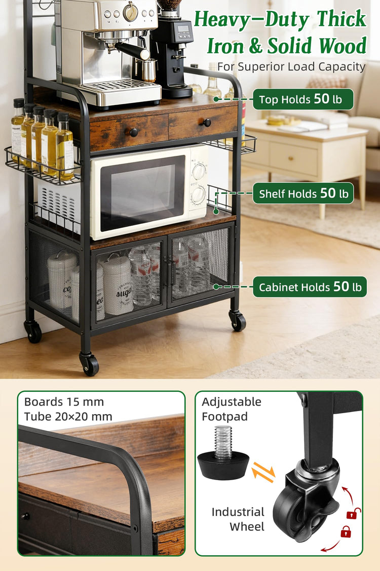 Rolling Coffee Bar Cart for Small Spaces