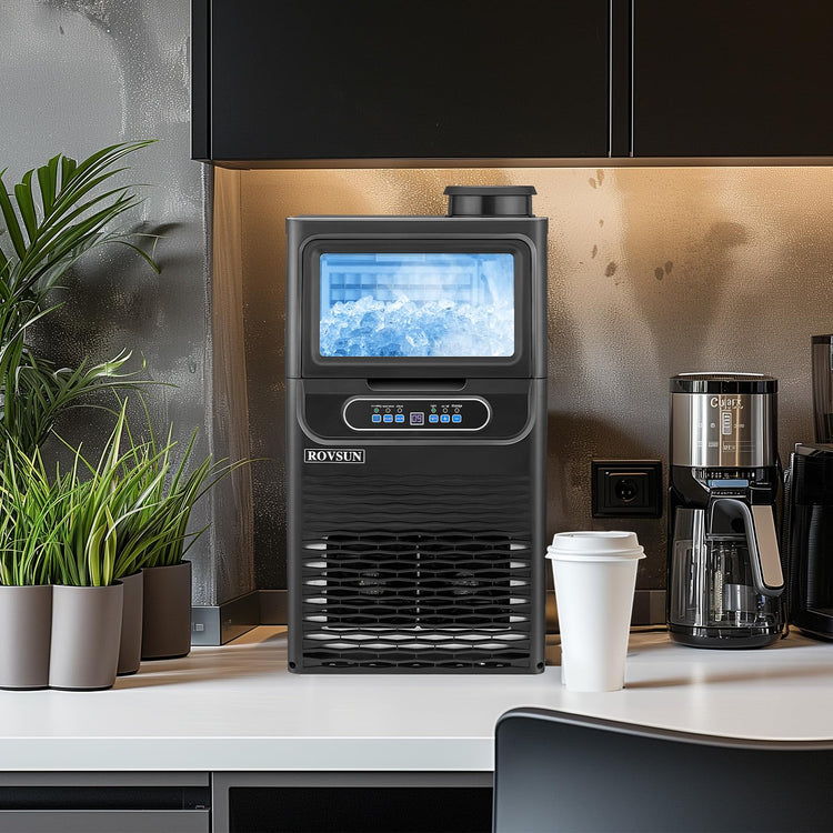 70LBS 24H Countertop Ice Maker with 2 Water Inlets & Appointment Function