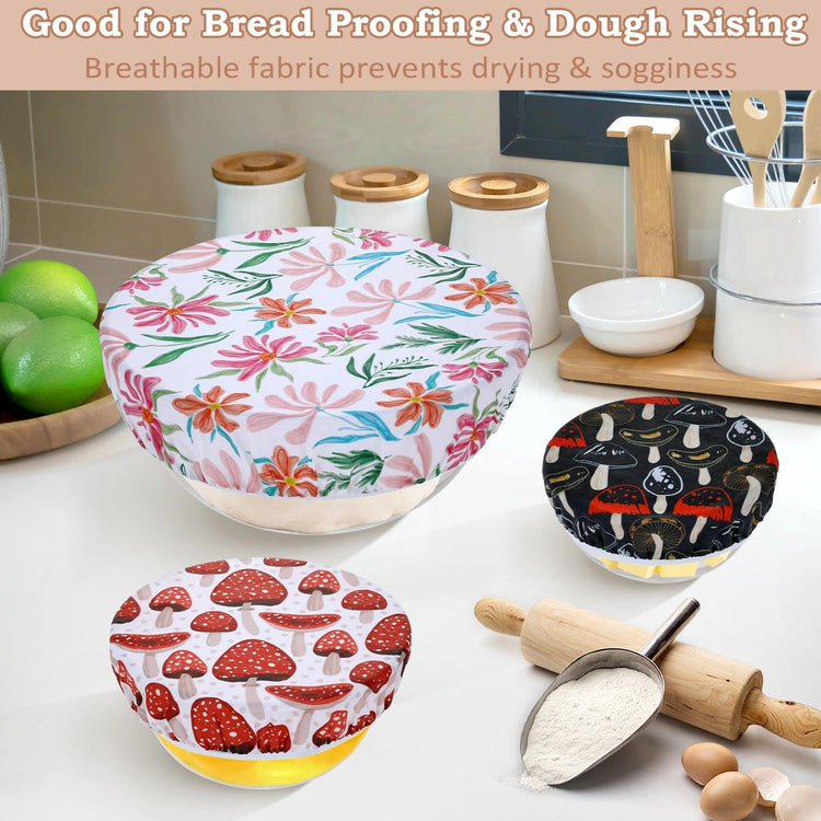 5Pcs Reusable Beeswax Elastic Bowl Covers for Bread Proofing and Food Cover (5 Count)