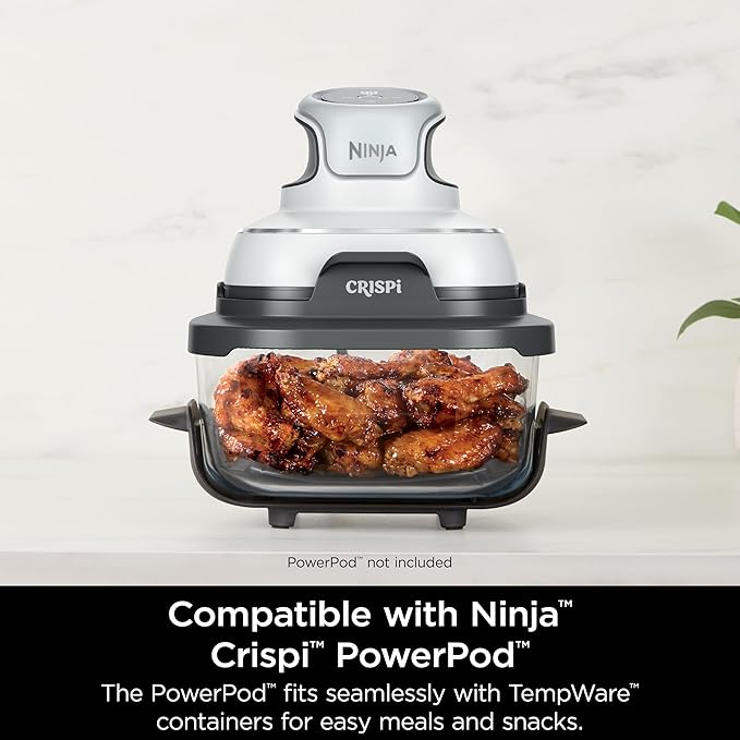 Ninja 4-QT CleanCrisp™ Glassware Container with Storage lid, Compatible with Ninja Crispi Portable Cooking System, Microwave, Freezer & Dishwasher Safe, PFAS & PTFE Free Glass, XSKSFN4QT
