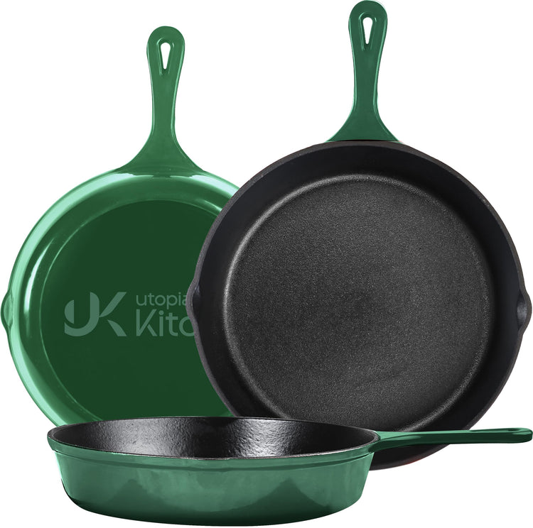 Cast Iron Skillet Set 3 Piece 6 8 10 Inch PFAS (3 Count)