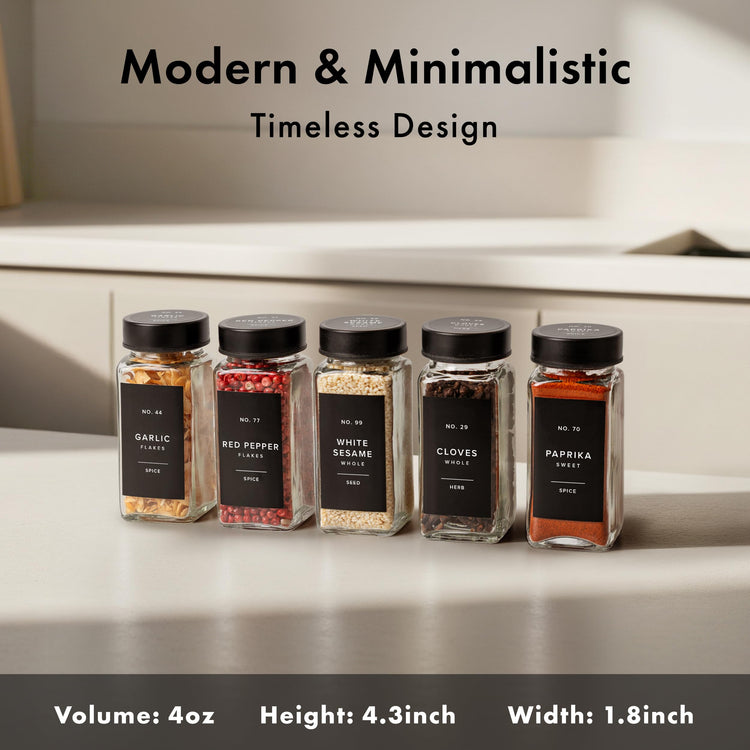 Glass Spice Jars with Label (24 Count)