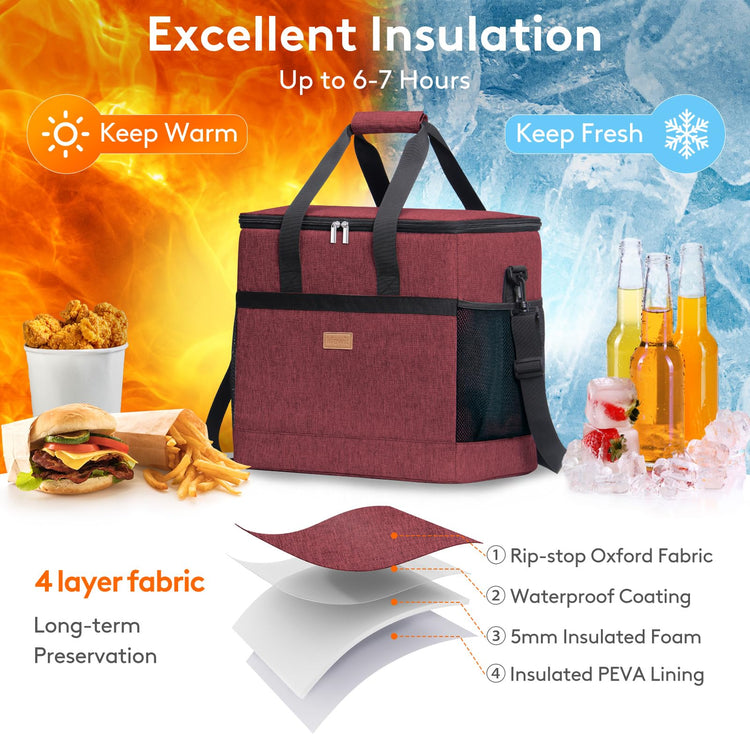 Cooler Bag 60 Cans Collapsible and Insulated Large Lunch Bag Leakproof Soft Cooler Portable for Camping (60 Count)