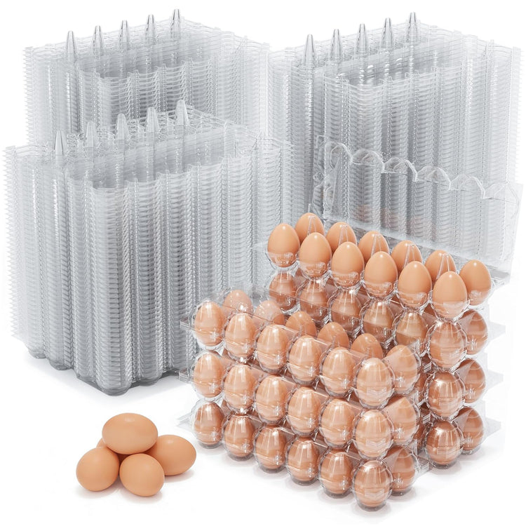 200Pcs Plastic Egg Carton Bulk Empty Clear Egg Tray Holder Container for Farm Business Market Home Kitchen Refrigerator Storage (200 Count)
