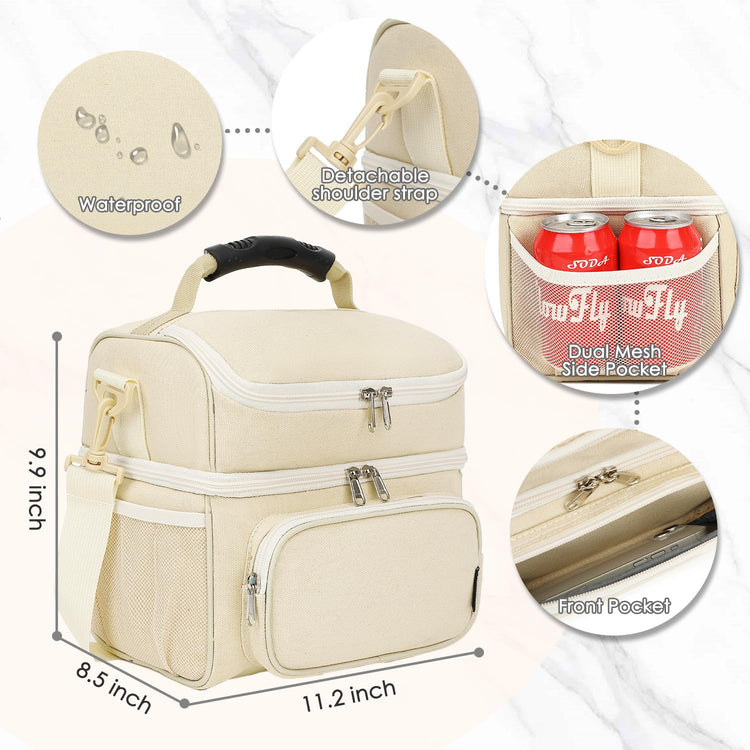 Double Layer Cooler Insulated Lunch Bag Adult Lunch Box Large Tote Bag for Men