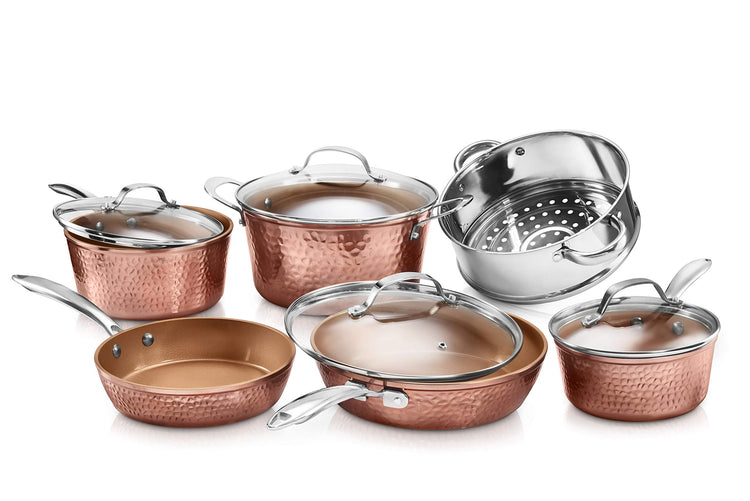 Hammered Collection Pots and Pans 10 Piece Premium Ceramic Cookware Set