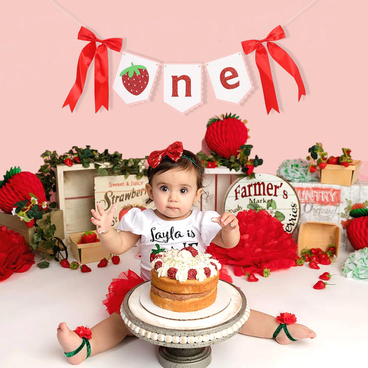 Strawberry First Birthday High Chair Banner