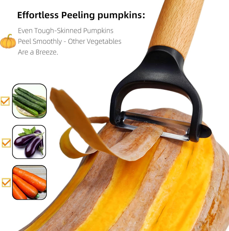 Trez Treamer 2 pack Vegetable Peelers for Kitchen, Super Sharp Wooden Potato Peeler Set Apple Cucumber Carrot Fruit Potatoes Veggie Peeler Bulk with Stainless Steel Blade,Dishwasher Safe