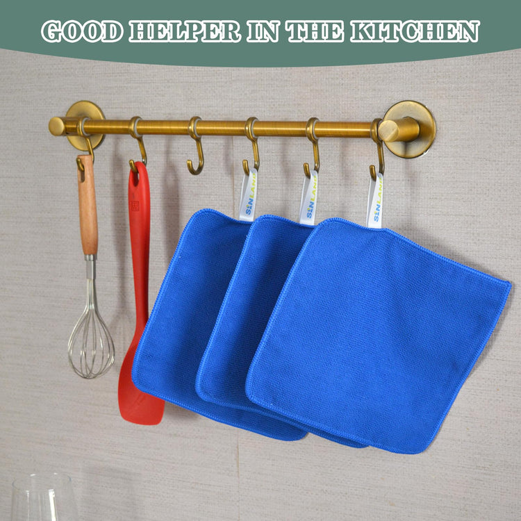 Absorbent Microfiber Dish Cloths for Washing Dishes Best Kitchen Cloths Cleaning Cloths with Poly Scour Side 7.87Inchx7.87Inch 10 Pack Dark Blue (10 Count)