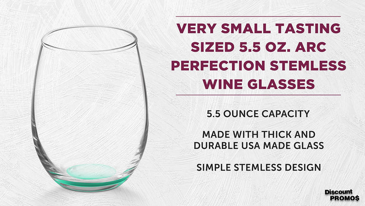 Stemless Wine Glasses by ARC 5.5 oz. Set of 12 (10 Count)