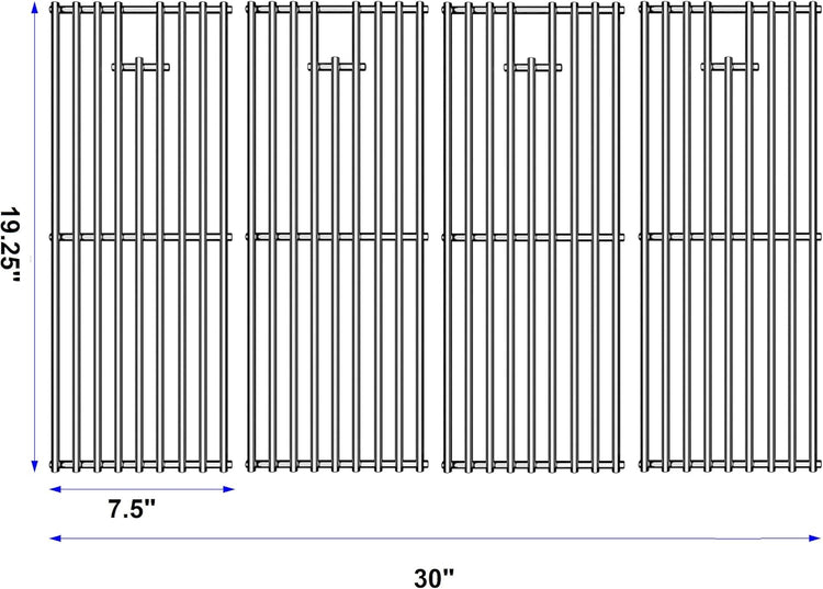 Stainless Steel Cooking Grill Grates Replacement for 16517 Bull BBQ Angus, Brahma, Lonstar Select, Outlaw Steer Premium, Lonestar Select, 7 Burner Premium, 19.25" x 30"