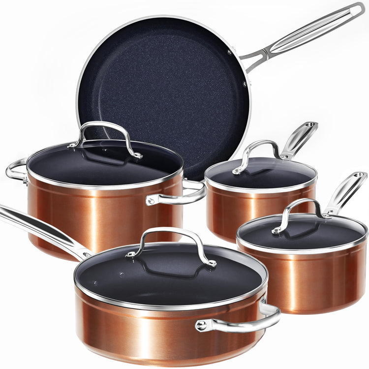 9pc Cookware Set Healthy Duralon Blue Ceramic Nonstick Coated