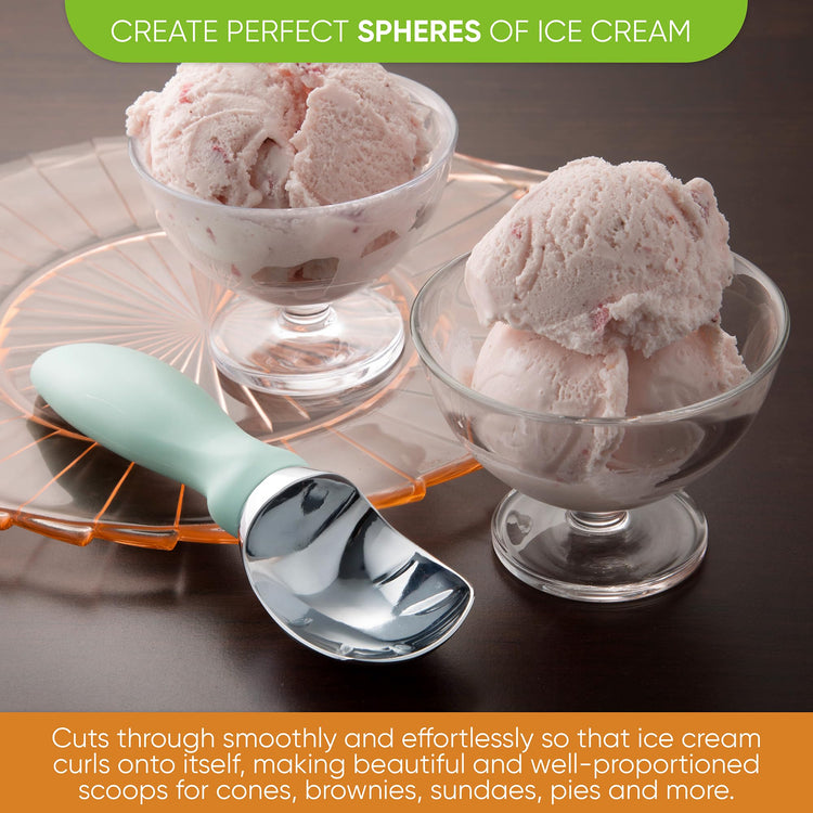 Heavy Duty Metal Ice Cream Scoop with Soft Grip Handle