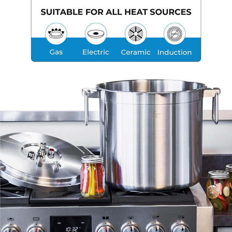 32 Quart Stainless Steel Pressure Cooker Extra Large Canning Pot with Lid for Commercial Use