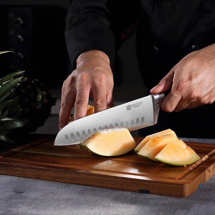 PAUDIN Kitchen Knives Set, Switzer 3-Piece Chefs Knife Set High Carbon Stainless Steel with Ultra Sharp Blade & Plastic Handle Professional Chef Knives