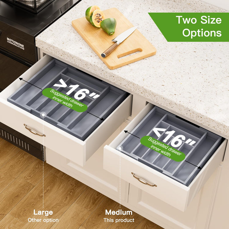 Bamboo Expandable Drawer Organizer for Utensils Holder
