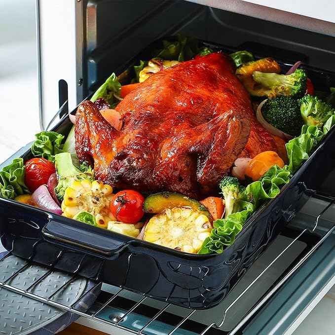 VICRAYS Ceramic Bakeware Set, Porcelain Rectangular Lasagna Pans Casserole Dish Set for Baking, Cooking, Kitchen, Cake Dinner, Banquet and Daily Use, 4 PCS, Blue(9.52"/11.06"/11.77"/14.56")