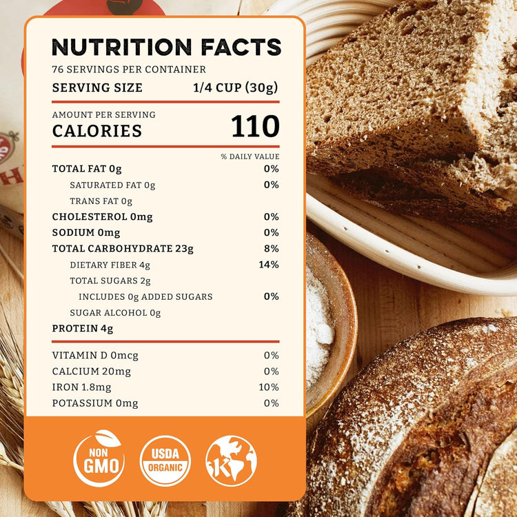 Sunrise Flour Mill Organic Heritage Whole Wheat Flour - 2 lbs | Easier to Digest with Less Bloating | No Bleaching or Bromating | Zero Additives - Nestoria