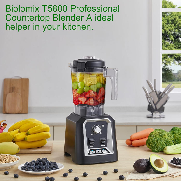 Biolomix Professional Blender, 2200W 3 Automatic Program Blender For Kitchen,2L capacity with 600ML Portable Bottle,Smoothie Blender for Smoothie, Soup,Baby food,Grain grinding(Black)