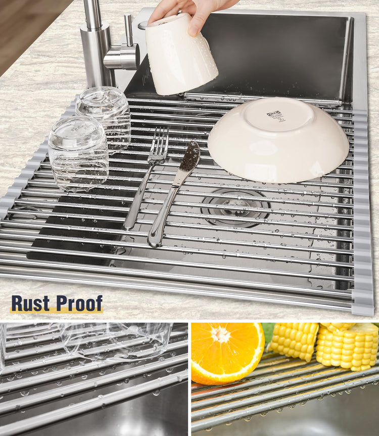 Roll Up Dish Drying Rack Over Sink