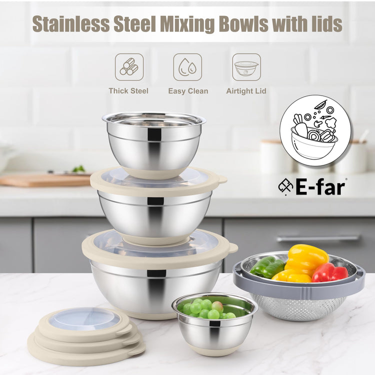 Stainless Steel Mixing Bowls with Lids & Colander (6 Count)